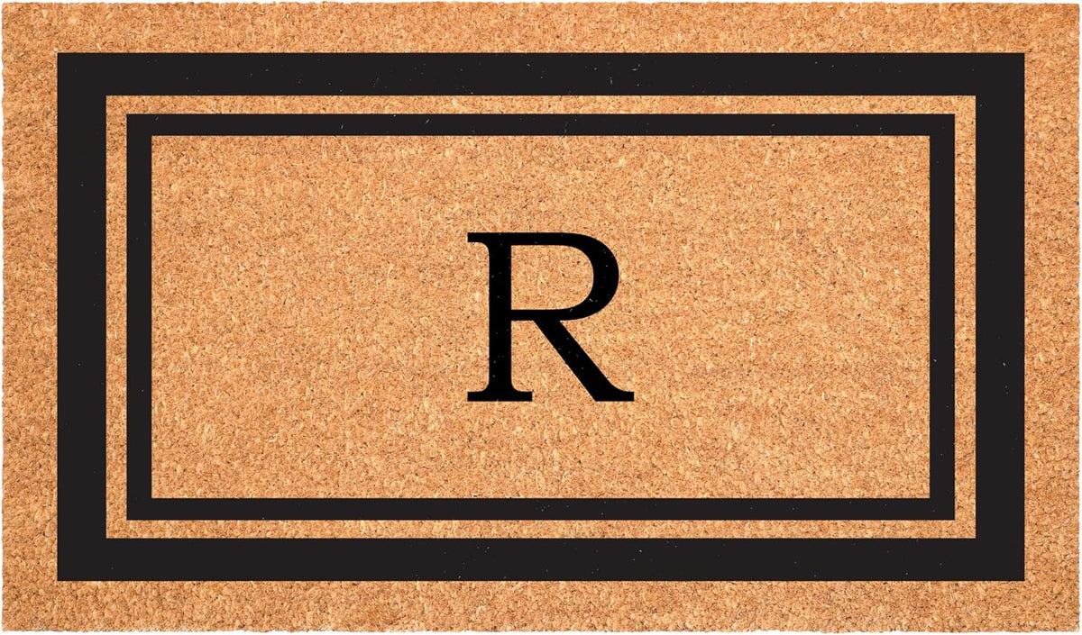 Calloway Mills 152962448 Black Border 24" x 48" Monogram Doormat (Letter R)