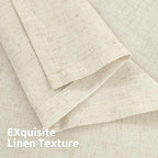 YoungsTex 72 Inch Length Beige Linen Curtains 2 Panels - Image 6