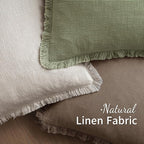 MIULEE Linen Fringe Decorative Fall Euro Pillow Covers Cocoa Brown 24x24 | Set - Image 4