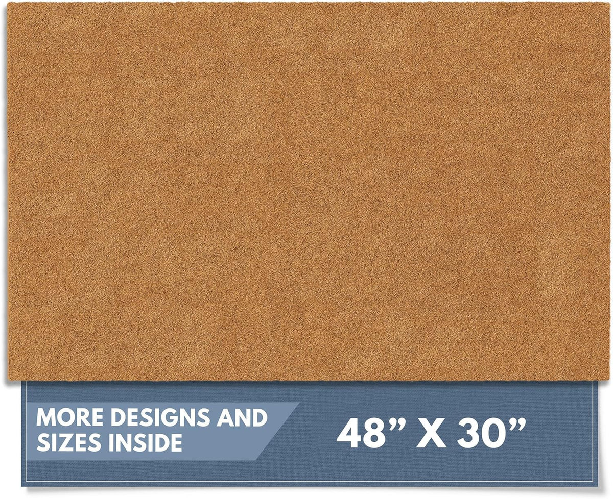 Barnyard Designs Natural Coco Coir Heavy Duty Backing Doormat - Large Cute Non-Slip Front Door Welcome Mat for Outside Entrance or Porch Entry, Brown (30x48, Plain Brown)