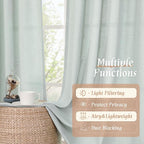 Linen Sheer Curtains 84 inch for Living Room, Light Blue, 2 Panels | Light - Image 9