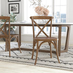 EMMA + OLIVER 2-Pack Hand Scraped Dark Natural X-Back Chair