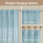 40 Inch Length Linen Curtains for Small Windows Over Silk 2 Panels | Semi Sheer - Image 3