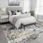 LOONGRUG 6x8 Area Rug Washable Neutral Modern Living Room Rugs Black Gold | - Image 3