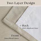 Oatmeal Beige Pinch Pleated 100% Black Out Linen Curtains 84 Inch Length | Room - Image 4