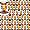 Foaincore 48 Pcs Glass Candlestick Holders Bulk 2.5 Inch Taper Candle Holders Small Ritual Candle Stand Table Centerpieces for Wedding Christmas Valentine's Festival Party Dining Decorations(Gold)