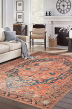 Keen Home Design 6x9 Rug - Machine Washable Area Rug with Non-Slip Backing, Ideal for Living Room, Dining Room, Bedroom - Vintage, Easy Clean, Durable, Low Pile Rug - (6' x 9')