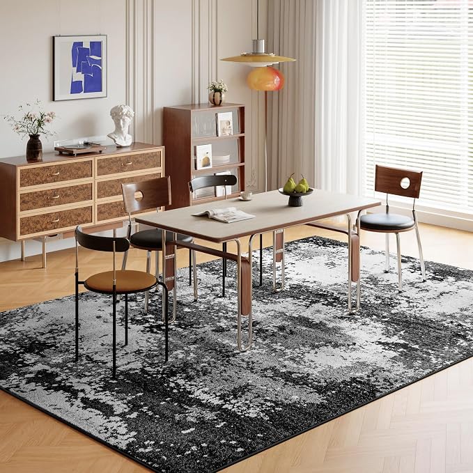 Black Washable Rug 6x9 Area Rugs - Image 3