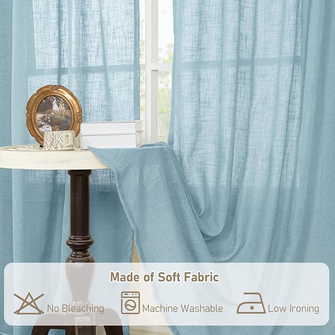 Stone Blue Linen Curtains 45 Inch Length - Image 8