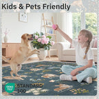 Soalmost Dog 8x10 Area Rugs for Living Room, Washable Soft Rug Navy Blue | - Image 5