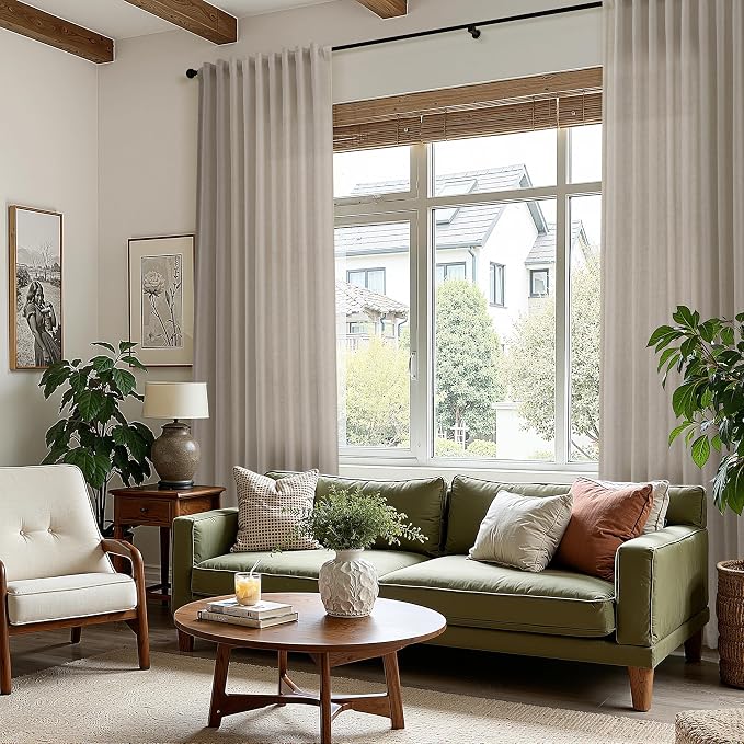 Extra Long 120 Inch Curtains for Living Room Cobblestone Linen Light Filtering - Image 6
