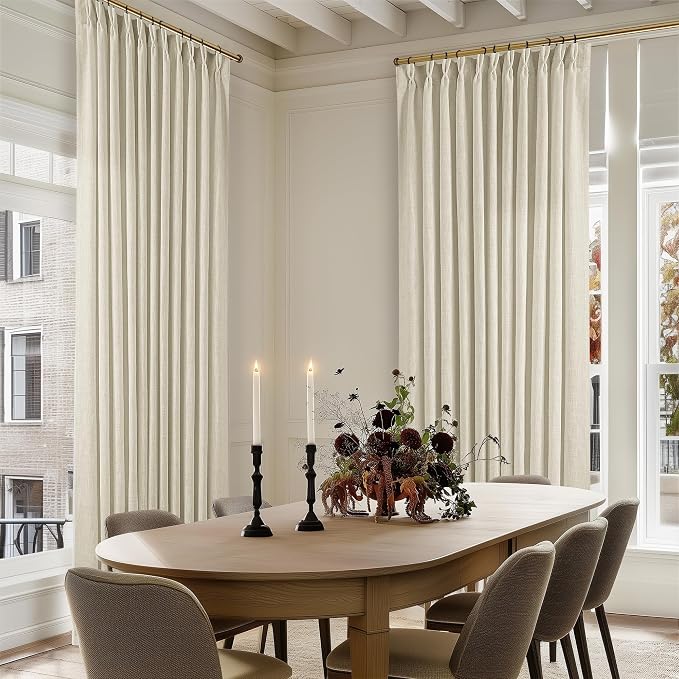 Pinch Pleat Extra Wide Beige Linen Curtain 120 Inches Long 70 Wide 1 Panel | - Image 7