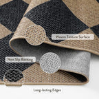 Lahome Checkered Easy Jute Non Slip Front Door Mat, 2x3 Kitchen Rug Neutral - Image 3