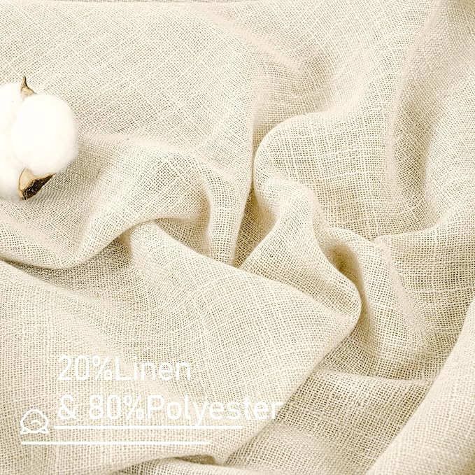 Semi Sheer Beige Linen Curtains 36 Inch Length - Image 3