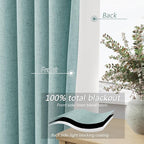 100% Blackout Linen Curtains 63 Inch Length 2 Panels Set - Image 4