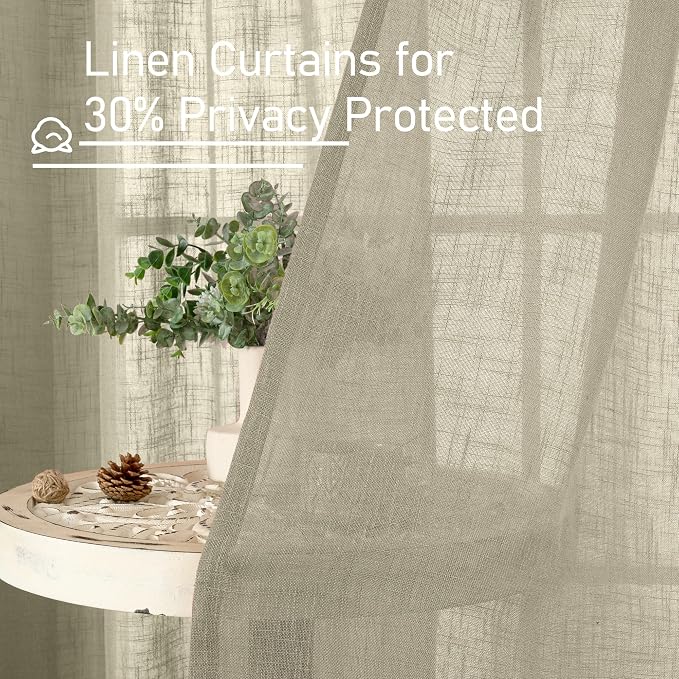 Semi Sheer Linen Curtains 63 Inch - Image 5
