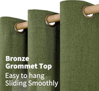 YoungsTex Olive Green Linen Curtains 63 Inch Length - Image 6