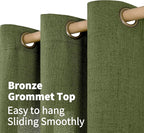 YoungsTex Olive Linen Curtains 54 Inch Length 2 Panels - Image 6