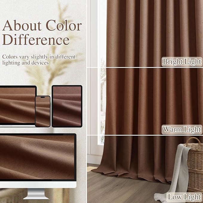 100% Blackout Curtains 120 Inch Length 2 Panels Set - Image 7