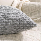 Set of 4 Grey Decorative Throw Pillow Covers 24x24 Inch Corduroy Pillow Covers - Image 6