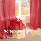 BGment Red Linen Curtains for Living Room 84 Inch Length - Image 5