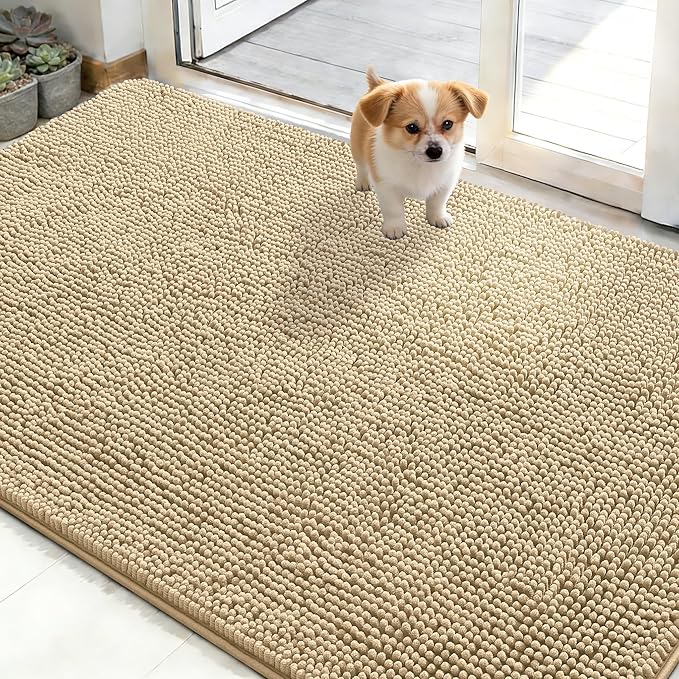 OLANLY Dog Door Mat for Muddy Paws 50x30, Super Absorbent Chenille Mud Mat | by OLANLY