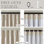 Cream Beige 100% Black Out Pinch Pleat Curtains 80 Inch Length 2 Panels | 2 - Image 6