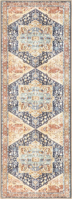 Keen Home Design 2x10 Rug - Machine Washable Runner with Non-Slip Backing, Ideal for Hallway, Entryway, Kitchen, Laundry Room - Vintage, Easy Clean, Durable, Low Pile Rug - (2'6" x 10')