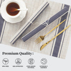 Leetaltree Khaki-Blue Placemats, Heat Resistant Non-Slip Place mats for Dining Table, Washable Durable PVC Vinyl Woven Table Mats (Set of 12)