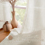 Natural Linen Semi Sheer Curtains 63 Inch - Image 5