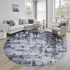 Round Area Rug Living Room: 8 ft Modern Washable Carpet Dark | by FXRHLP