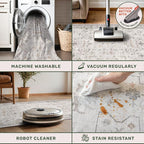 Washable Neutral 2x6 Bathroom Runner Rug, Vintage Kitchen Floor Mat - Image 4
