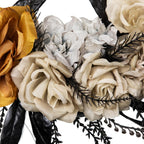 Skulls with Roses Halloween Foliage Wreath - 14" - Unlit