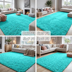 8x10 Fluffy Shag Area Rugs for Living Room Bedroom: Soft Carpet Teal Blue | - Image 7