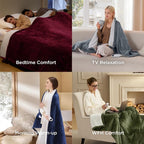 Bedsure Heated Blanket Queen Size, Dual Control Electric Blanket, Cream | - Image 8