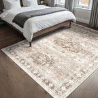 Washable Neutral Farmhouse Living Room Rug, 5x7 Area Rugs - Image 3