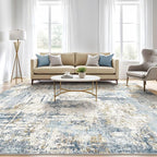 LOONGRUG Area Rug 5x7 Washable Neutral Modern Living Room Rugs Blue | Abstract - Image 5