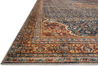 Loloi Layla Collection LAY-09 Cobalt Blue/Spice 2'-6" x 7'-6" .13" Thick Runner Rug, Soft, Durable, Vintage Inspired, Distressed, Low Pile, Non-Shedding, Easy Clean, Printed, Living Room Rug