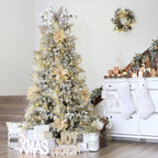 Sea Team Multi-Size Shatterproof Clear Plastic Christmas Tree Ball Ornaments Set, Decorative Hanging Transparent Xmas Baubles with Stuffed Delicate Decorations (48 Counts, Gold)