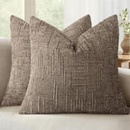 MIULEE Chenille Textured Throw Pillow Covers Taupe Grey 18x18 Set of 2 | Slubby by MIULEE