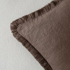 MIULEE Boho Linen Fringe Decorative Fall Pillow Covers Reddish Brown 26x26 | - Image 3