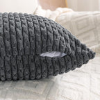 Set of 4 Medium Grey Decorative Throw Pillow Covers 22x22 Inch Corduroy Pillow - Image 5