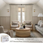 Floor to Ceiling Light Flax Linen Curtains 120 Inches Long 2 Panels Set - Image 5