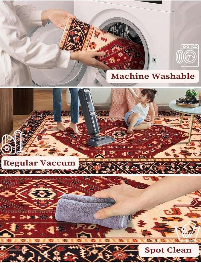 SERISSA 2'6"x8' Washable Non Slip Boho Runner Rug - Image 3