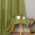 Moss Green Linen Curtains 95 Inches Long 2 Panels - Image 8