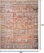 Loloi Layla Collection LAY-02 Spice/Marine 9'-0" x 12'-0" .13" Thick Area Rug, Soft, Durable, Vintage Inspired, Distressed, Low Pile, Non-Shedding, Easy Clean, Printed, Living Room Rug