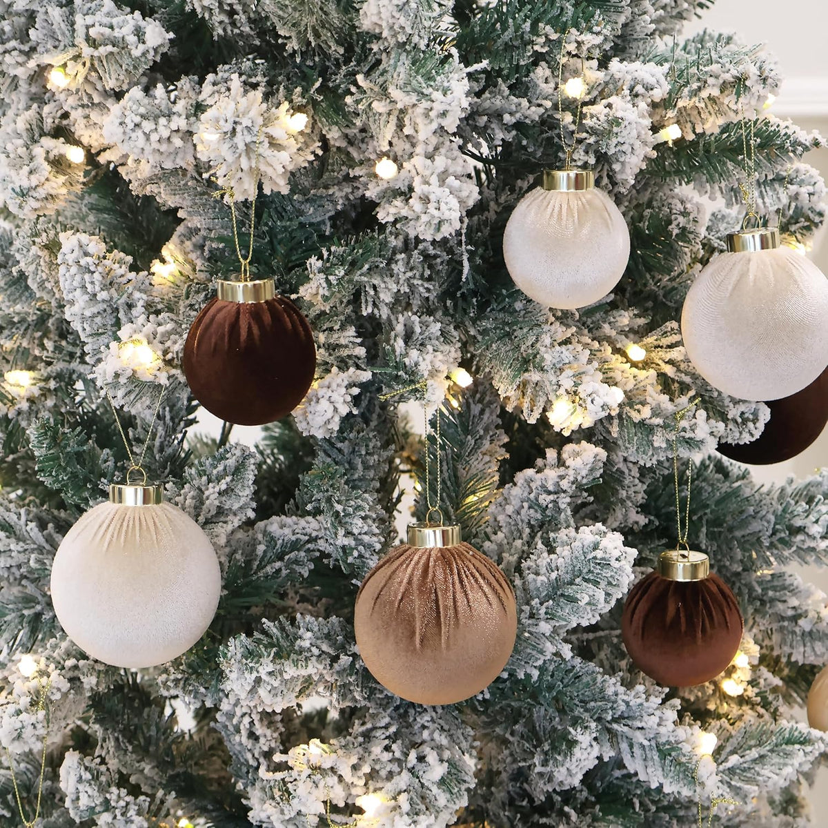 3.15inch Velvet Ornaments for Christmas Tree, 15pcs Multicolor Flocked Christmas Ornaments Decorations Balls Set Decor