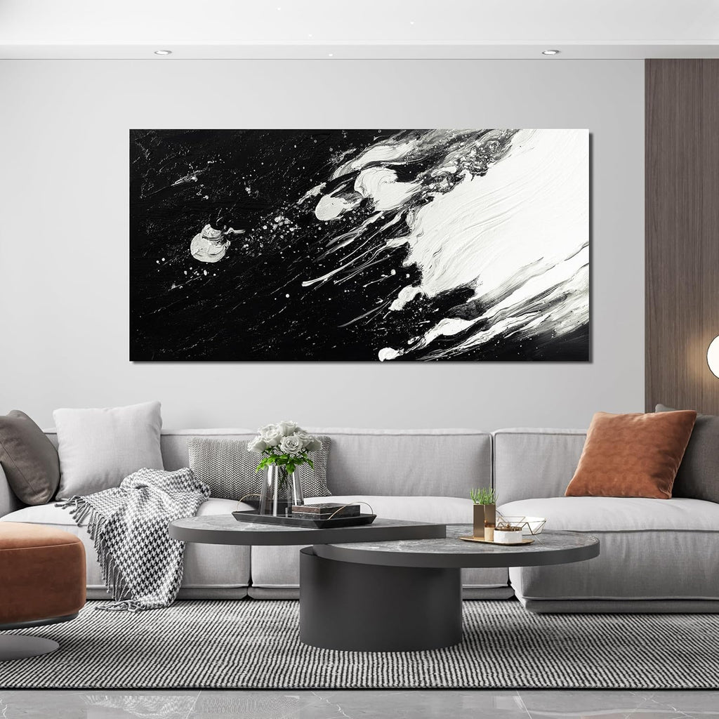 Abstract Wall Art Decor Modern Black and White Wall Art Prints Canvas Wall Art for Living Room Abstract Black Art Abstract Canvas Art Wall Decor Artwork for Walls Bedroom Kitchen Wall Decor 24" X 48"