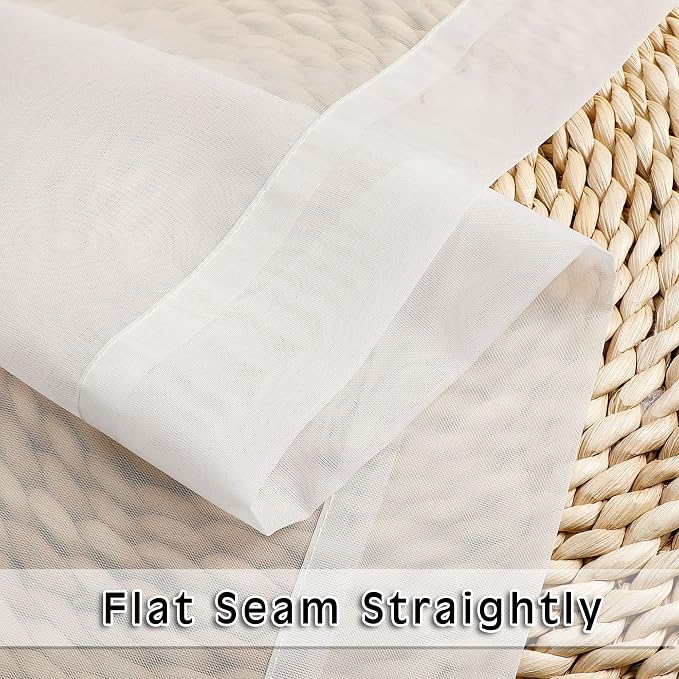 2 Panels Ivory Sheer Curtains 54 Inches Length Window Treatment - Image 5