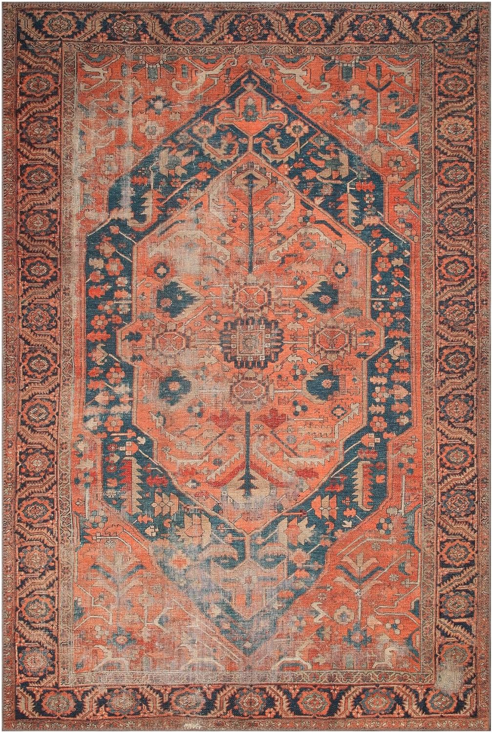 Keen Home Design 3x5 Rug - Machine Washable Entry Rug with Non-Slip Backing, Ideal for Enteryway, Kitchen, Bathroom, Laundry Room - Vintage, Easy Clean, Durable, Low Pile Rug - (3' x 5')